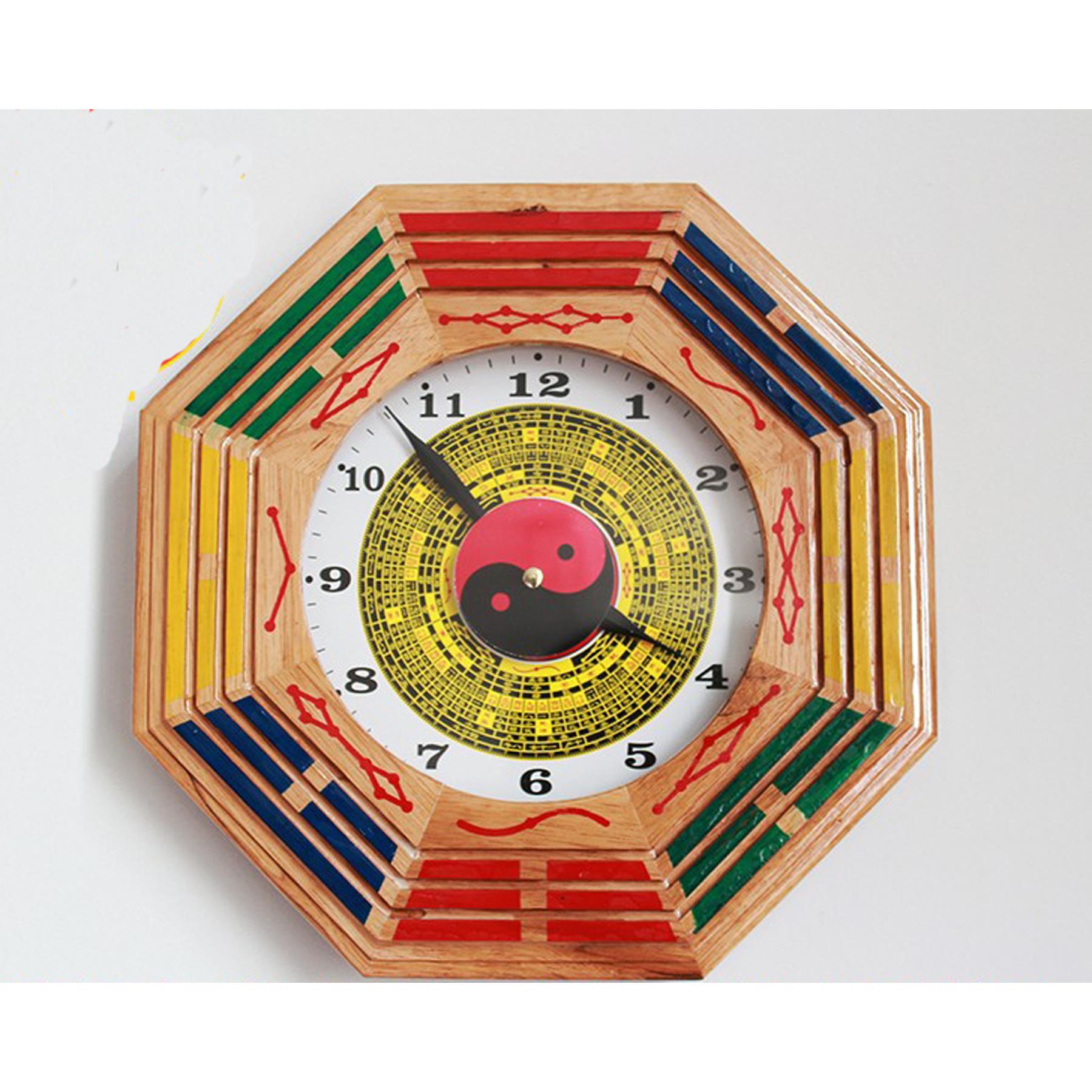 桃木太极八卦钟表 八卦钟 罗盘钟风水钟 挂钟客厅 八卦钟表