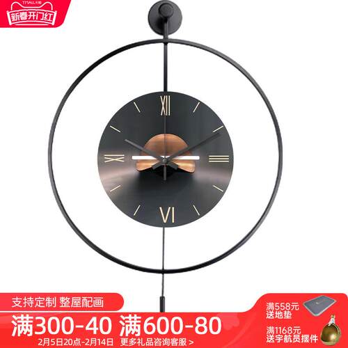 代简客厅钟挂钟西班牙大气表时尚时钟挂HY62817-现墙餐厅轻奢约装
