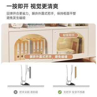子奶油风书架落置物架客厅收纳柜储物TSW柜带家用门地防尘书柜置