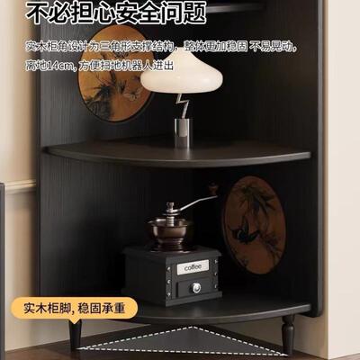 中古风角实柜木客厅复古风转角纳香云纱三角置收物架YJC拐角卧室