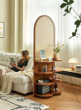 藤编隔断展示屏对风入户玄收正门墙转角柜JWZ关复古法中式纳置物