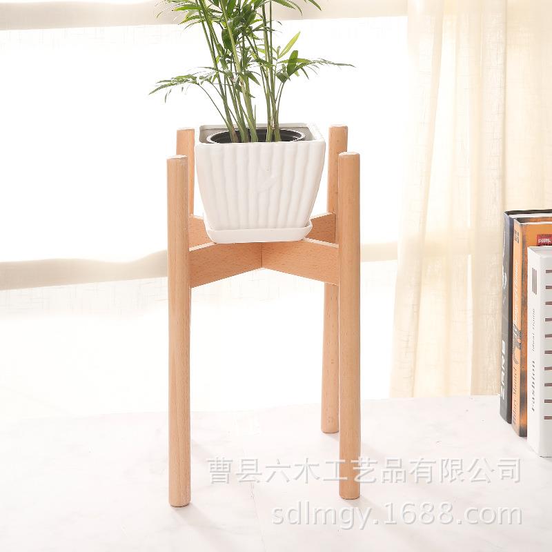 实木榉木托花简约342实木阳台桌面室内便迷你绿箩花架盆架花架捷