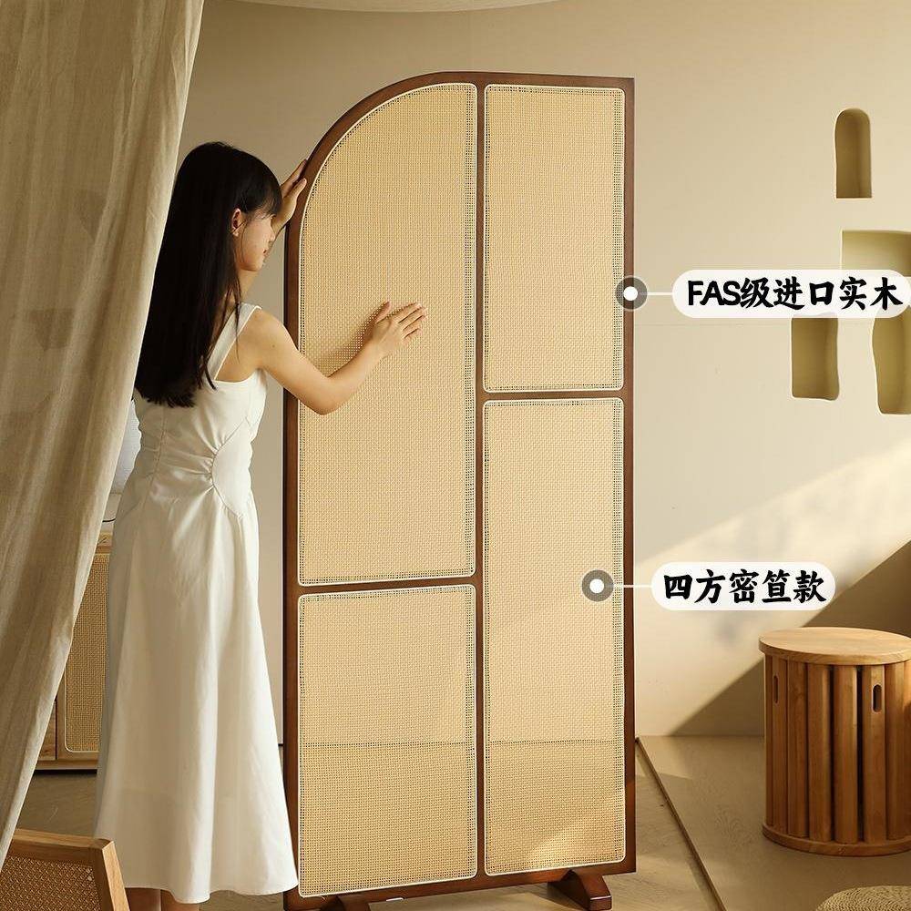 中式正对软门玄关隔断风屏客HEW厅入户发遮挡复古卧室沙可移动藤