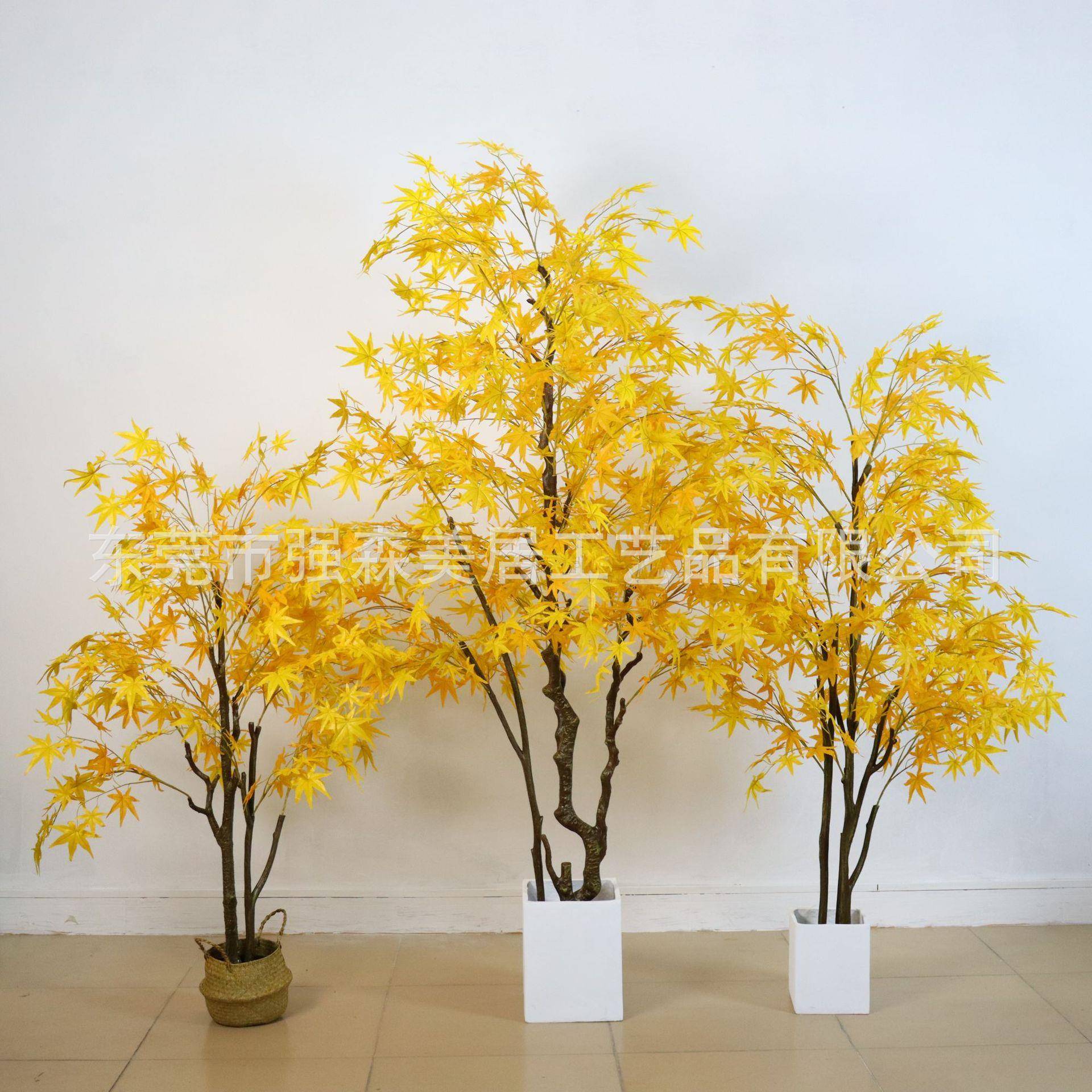 仿真枫盆栽大型植TLC放物黄枫树室饰内树庭院造景植物装摆假枫树