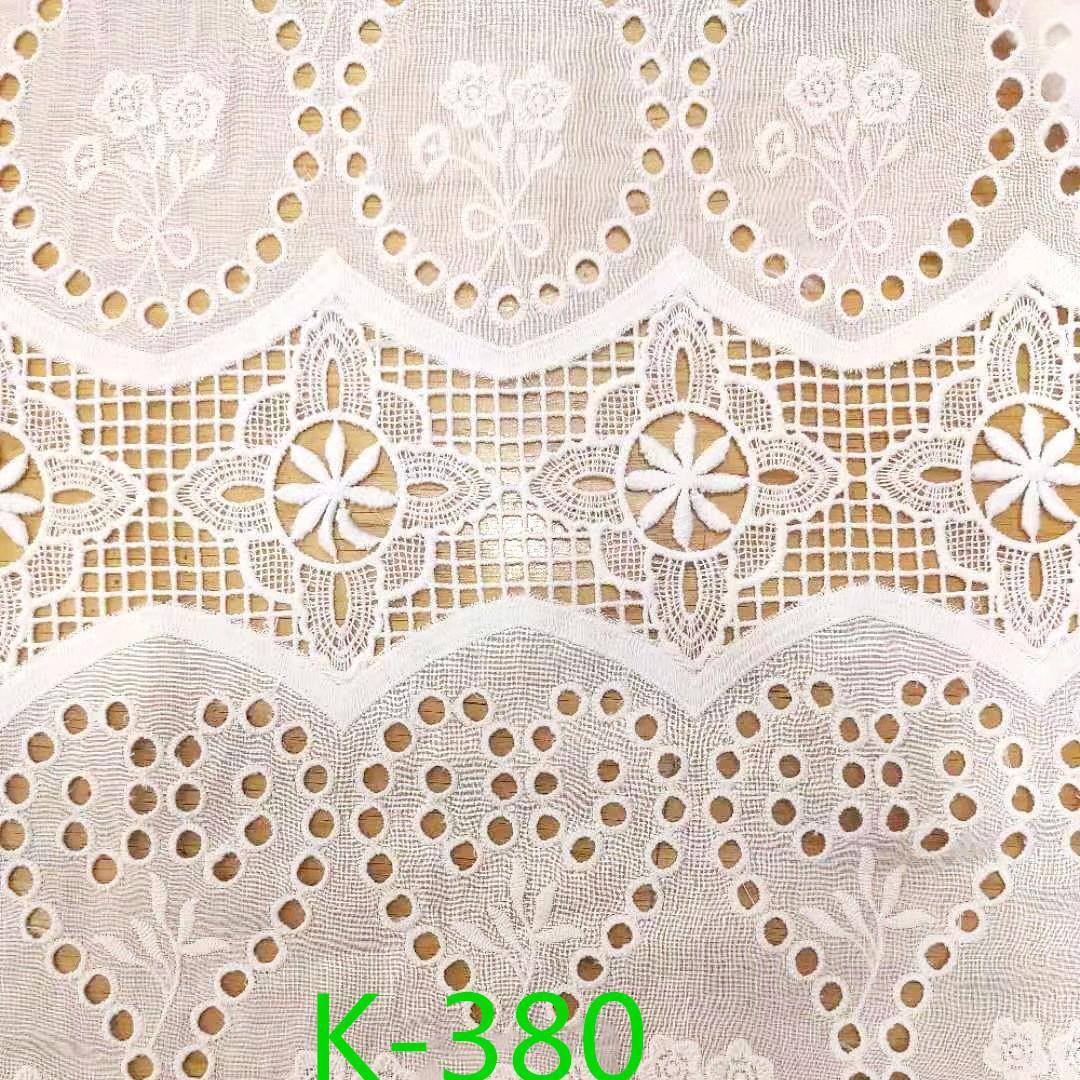 K38棉布打水孔0双-边溶波浪网格梅花刺绣蕾丝绣花布JTQ面料