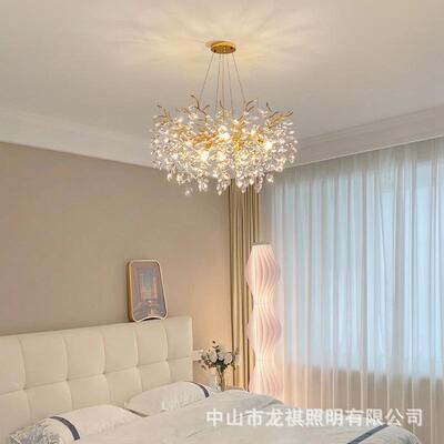 法式轻奢晶吊客灯餐厅水水滴无品牌/树枝创意奢华材别墅厅豪华铝