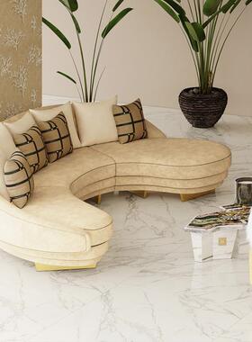 设艺计师弧发意沙大利31541HOMMESSTU形DIO现代轻奢风布沙发客厅