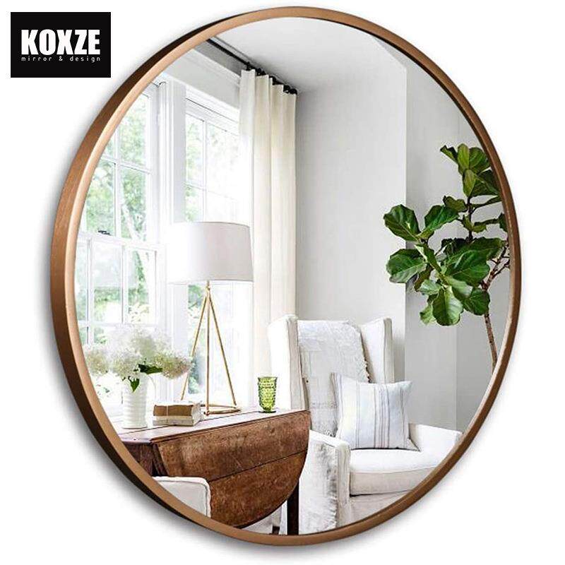 酒店浴室梳妆面洗手台不锈钢圆镜605子欧式卫墙生间挂复古金属壁