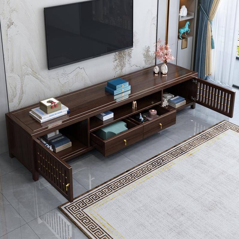 新中实木客电视柜轻奢电视柜茶式几组合简物约厅NRQ储柜岩板茶几