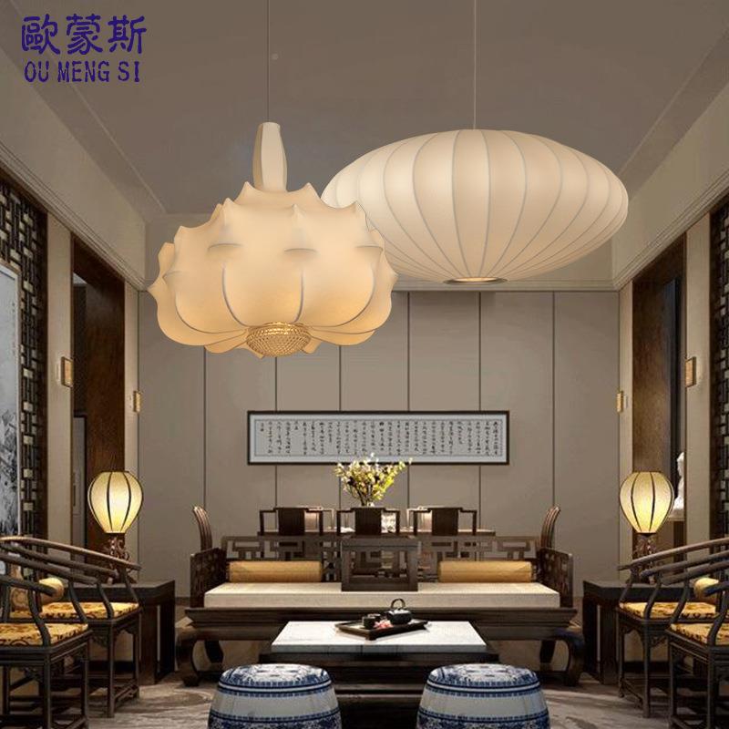 蚕丝吊母圆形创水意餐厅三头卧室个性中式灯笼乡村320吧灯茶楼灯