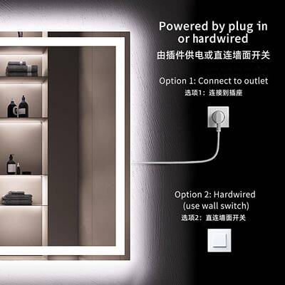 无边框卫ULS方形室镜智能LED浴室镜生间壁挂梳妆屏镜防雾触摸浴壁