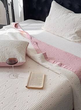 CELNG韩579式双面I莫代尔星月刺绣床三件套绗缝棉高盖温酵素砂夹