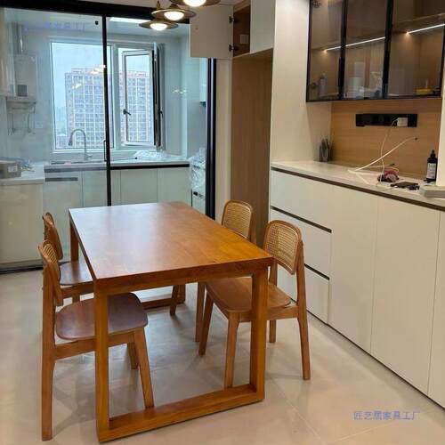 实木餐形桌原木莫比恩写字桌长木方家ESJ用饭桌客厅书桌一体桌原