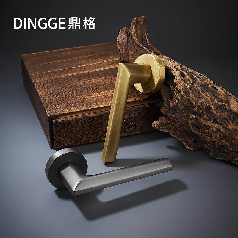 全铜哑光黑灰锁室内DG-388色室轻奢分体简约卧静音房门美式把手木