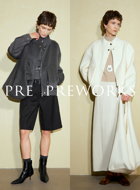 PRE PREWORKS松弛率性100%羊毛复古工装风短款廓形立领夹克