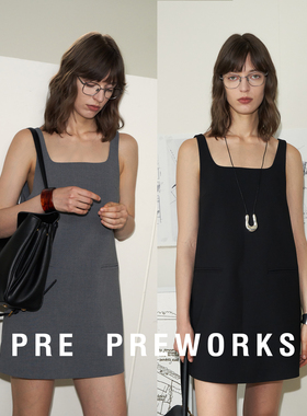 PRE PREWORKS时髦精B备 大U领轻奢法式CHIC风背心式连衣裙