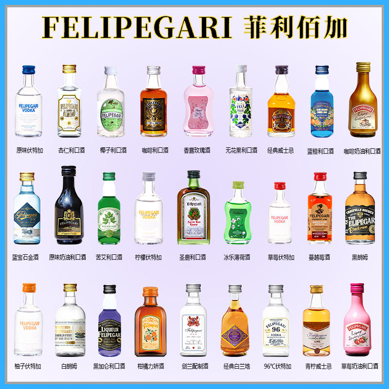 【进口原液】伏特加小瓶调酒基酒套装迷你版小酒鸡尾酒威士忌6瓶