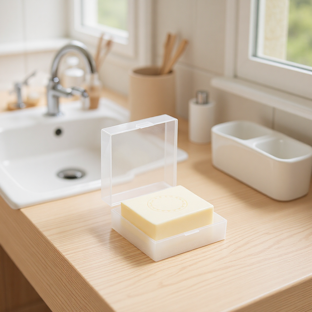带盖密封防水带海绵便携式香皂旅行家用浴室创意透明塑料肥皂盒