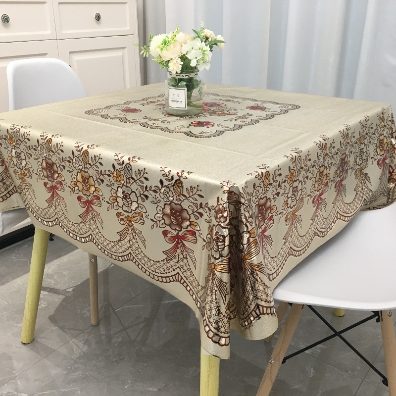 正方形桌布防水防油防烫免洗田园家用八仙桌台布PVC塑料餐桌布