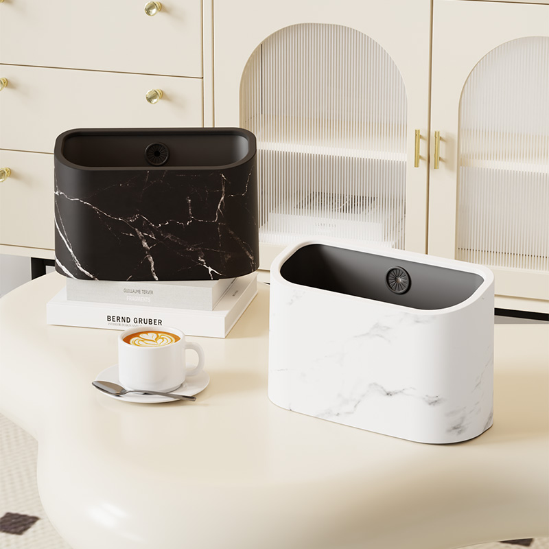 桌面垃圾桶2024新款轻奢高颜值茶几卧室餐厅厨房台面高档小卫生桶