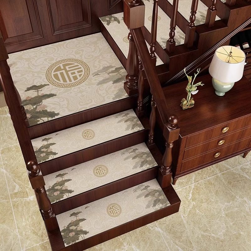 新中式硅藻泥实木地垫楼梯踏步垫可定制免胶自粘台阶家用防滑垫子,居家布艺,楼梯垫,淘宝优惠券,粉丝福利购,淘宝优惠卷