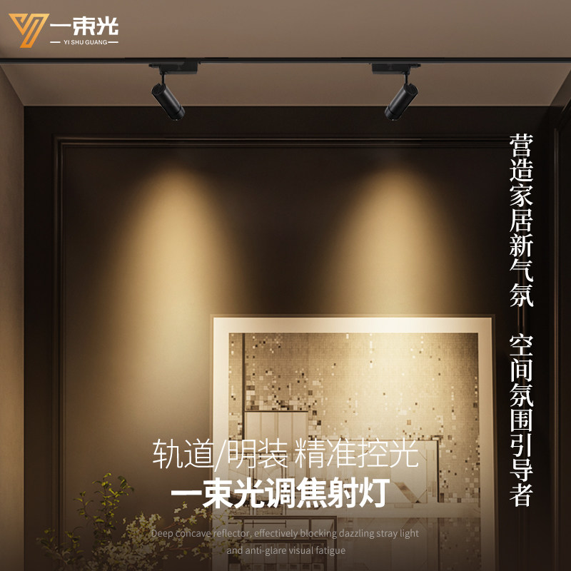 一束光聚光射灯可调焦客厅茶室酒吧清吧餐厅博物馆展厅明装轨道灯,家装灯饰光源,明装射灯,淘宝优惠券,粉丝福利购,淘宝优惠卷