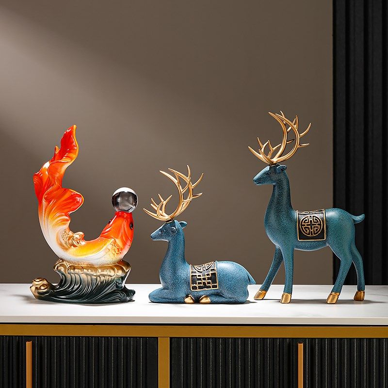 陶瓷年年有余鱼摆件客厅招财装饰品酒柜电视柜玄关柜乔迁搬家礼物