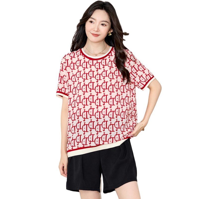 大码女装夏装胖妹妹百搭时尚休闲上衣胖mm宽松显瘦短袖圆领T恤衫