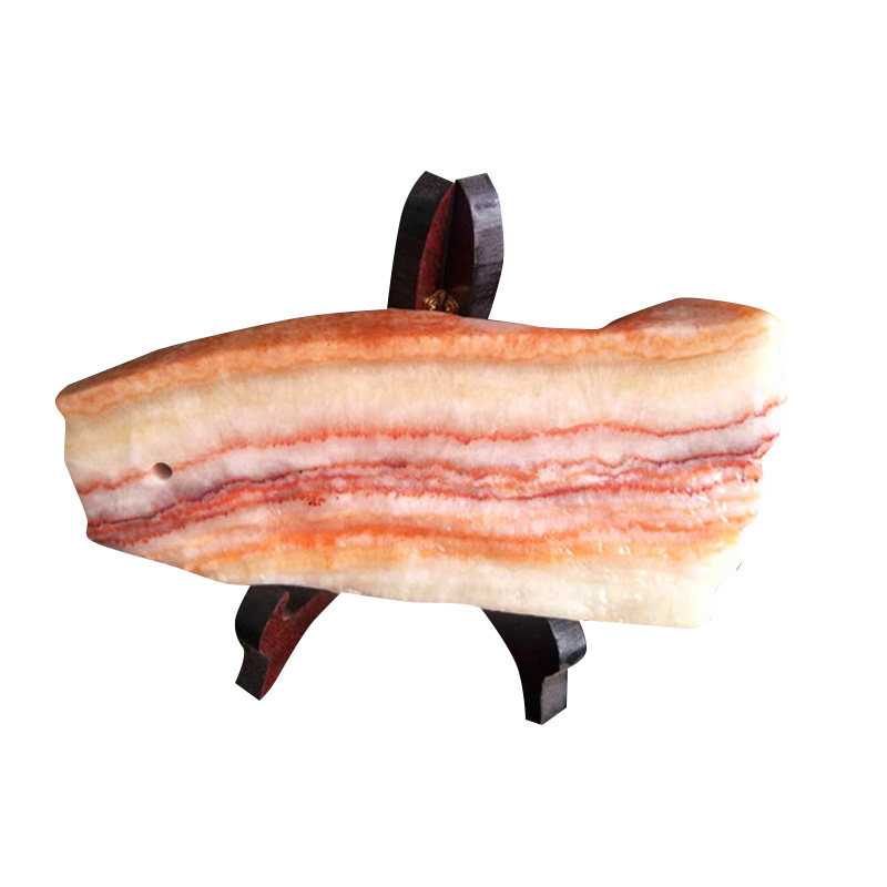 猪肉石彩霞石观赏石奇石天然石头五花肉片原石手玩石收藏摆件送礼