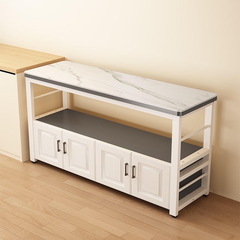 岩板切菜桌厨房置物架落地微波炉储物柜操作台橱柜家用餐边收纳柜