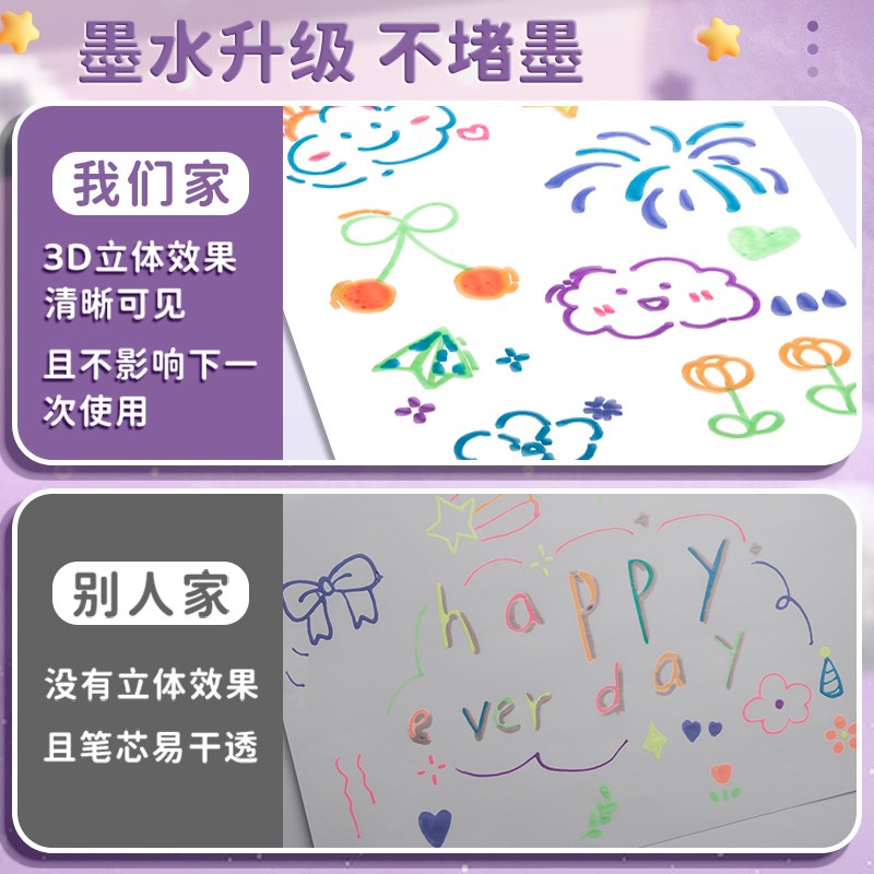 果冻笔3D立体手账笔网红彩色手账专用笔学生用标记笔划重点荧光笔