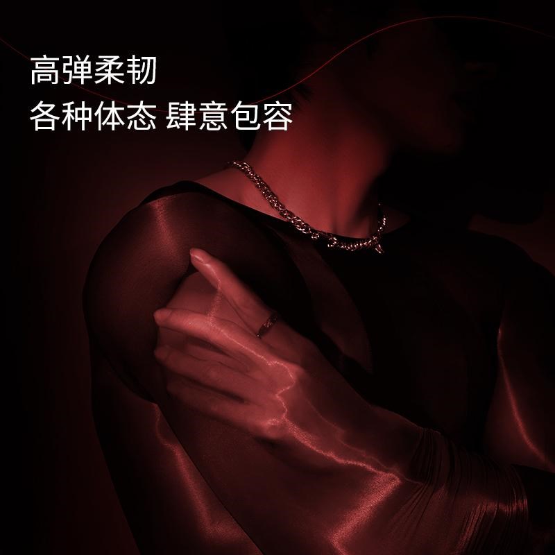 MS-新品滢男士8D性感凝光连体衣油亮竖开口囊袋连体黑丝袜子