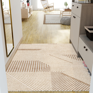 原木风入户门地垫丝圈竖版垫子日式侘寂风进门内玄关地毯防滑脚垫