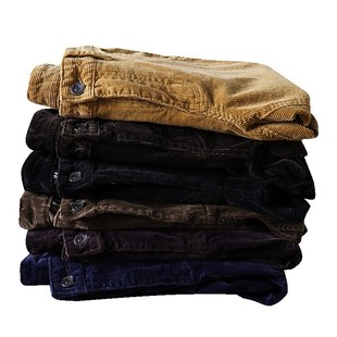 灯芯绒休闲裤男纯棉弹力修身直筒秋冬加绒加厚中年灯草绒条绒裤子