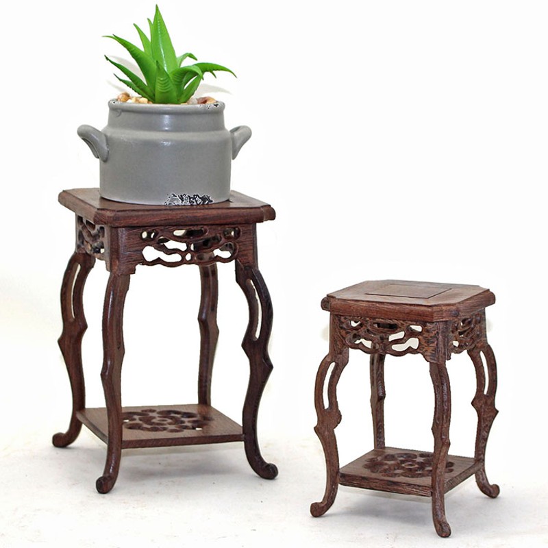 鸡翅木桌面小花架微型盆景多肉植物室内花架盆栽木托实木摆件底座