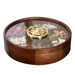 九宫格超大容量零食糖果盒客厅家用实木坚果干果收纳盒茶几水果盘