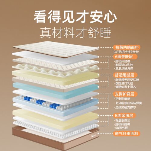 舒享nedenkev乳胶床垫席梦思独立弹簧家用偏硬儿童护脊双面用加厚