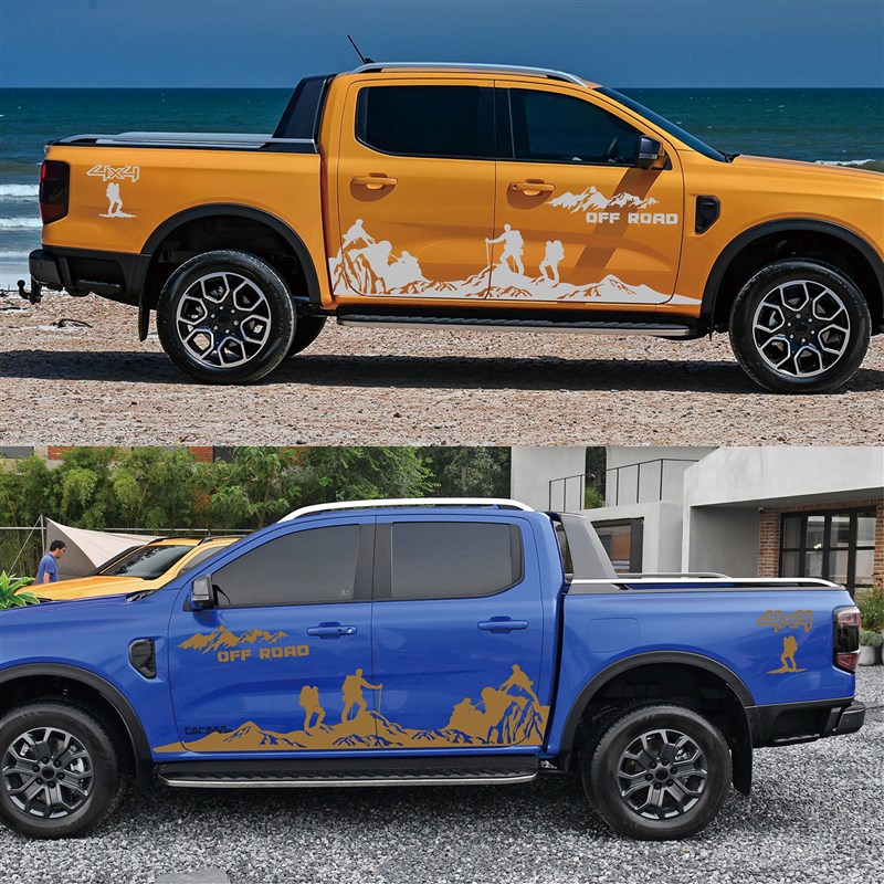 适用于福特猛禽F150汽车贴纸 皮卡车身贴 4x4登山者越野山脉拉花