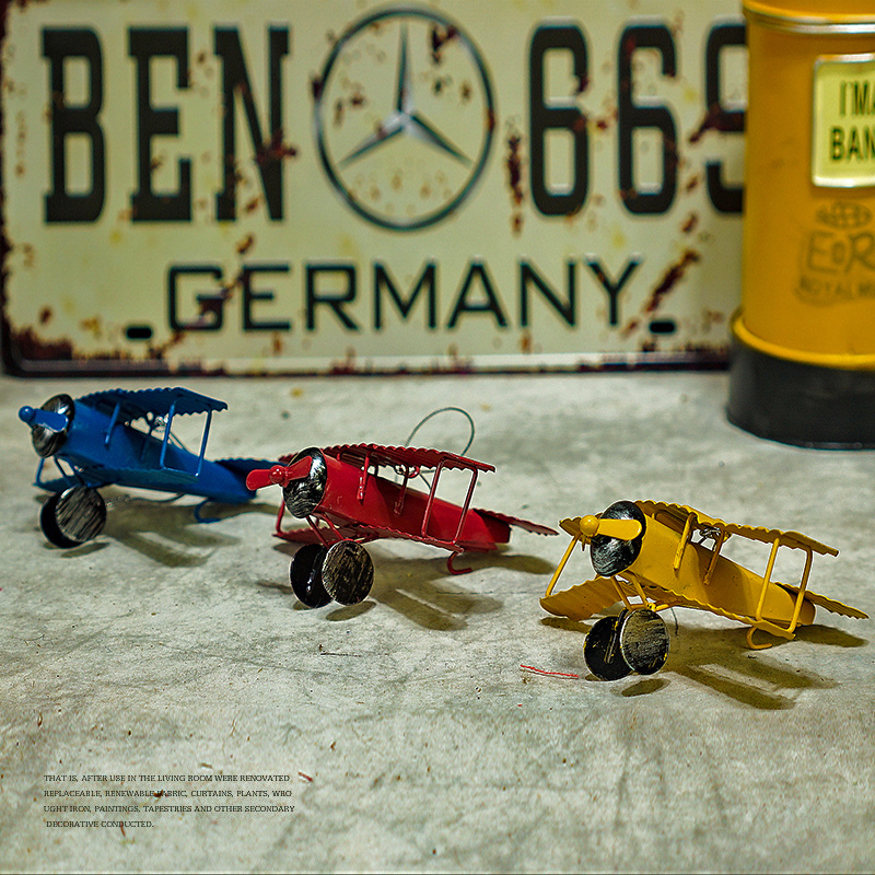 迷你复古创意小飞机模型 小摩托车 家居装饰摆件 铁制小摆设