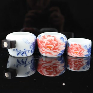 靛颏百灵鸟杯玉鸟黄鸟柳莺鸟食罐杯子瓷碗白牡丹鸟三件套鸟笼配件