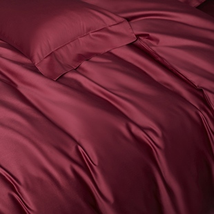 红色四件套婚庆140s长绒棉简约复古红纯棉全棉酒红色结婚床上用品