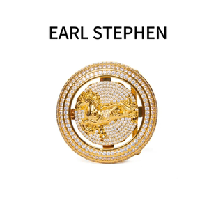 单扣头)正品史蒂芬2026年马年马扣镶砖豹头算盘扣高档商务档次