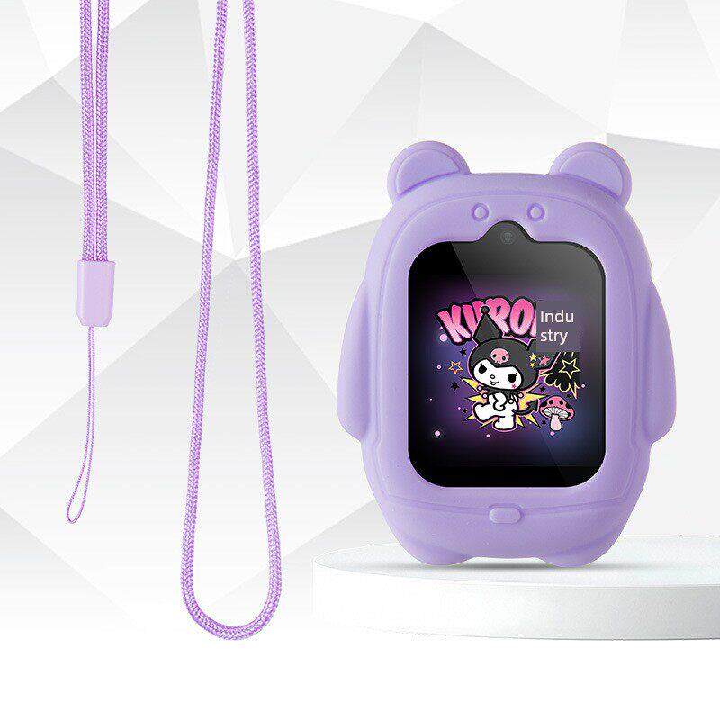 通用迪士尼草莓熊单摄版儿童电话手表表带学生挂脖子套保护壳吊绳