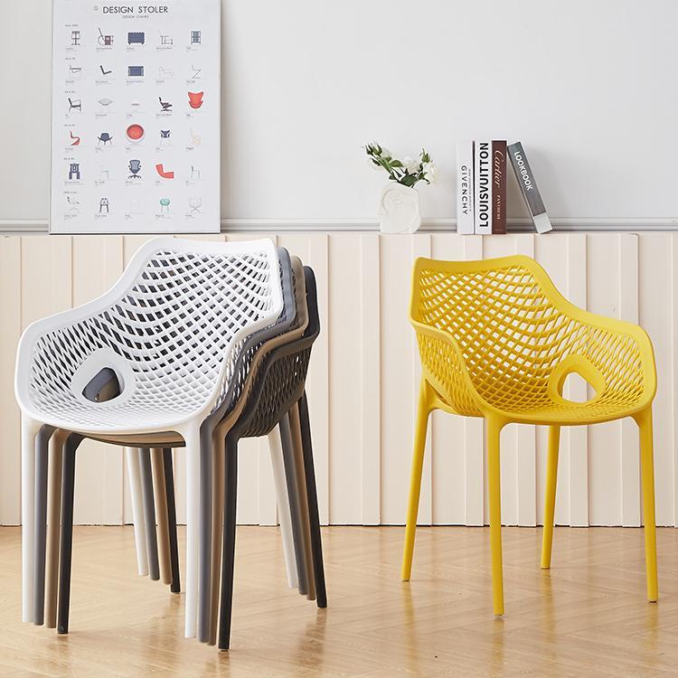 北欧新款塑料椅子家用靠背椅镂空餐椅简约餐厅凳子阳台户外休闲椅