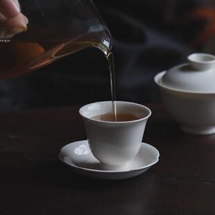 元无小茶杯陶瓷晴暖一人茶杯单个高档景德镇主人杯单杯草木灰茶具