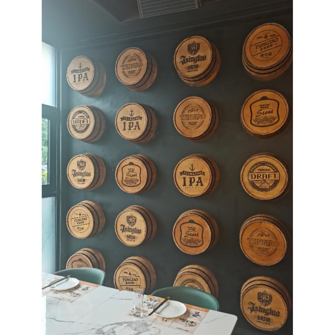 装饰酒桶木桶壁挂橡木桶半桶红酒桶截断桶底酒吧酒庄酒桶道具实木