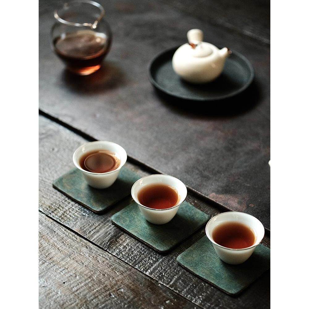 无论房间如何，格纹香云纱真丝手工覆古杯垫织物茶垫碟子保温垫