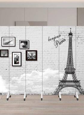 式叠现麋鹿屏风隔断客厅遮挡室内卧代室欧办公室可折移动酒UTY店