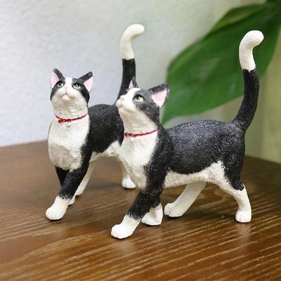 厂家J092直销黑白奶牛猫真猫仿咪模型车猫载摆件树脂工艺品