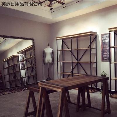 l复t古法式乡村of工业风格铁YPC艺书架层架置架物陈列架做旧实木
